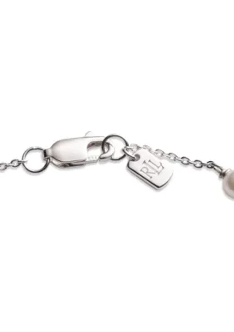 White Pearl CZ Station Flex Bracelet