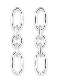 Rhodium Plated Sterling Silver Link Linear Earrings