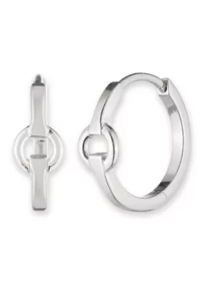 Rhodium Plated Sterling Silver Hoop Earrings