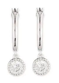 Rhodium Plated Sterling Silver Hoop Drop Earrings