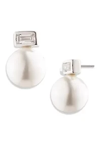  White Pearl CZ Stud Earrings