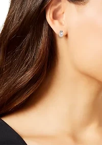  White Pearl CZ Stud Earrings