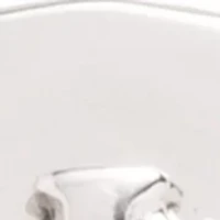 Silver Tone Logo Padlock Stud Earrings