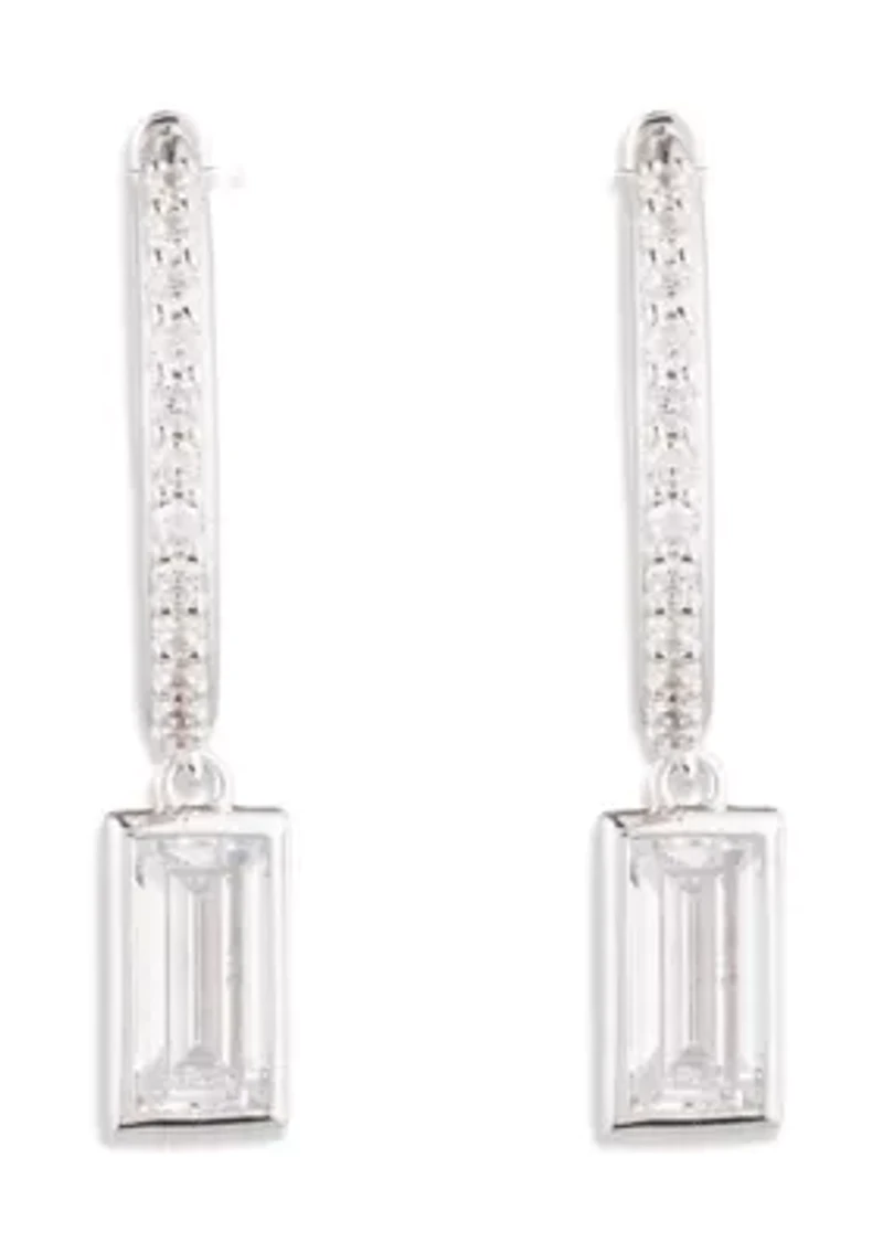 Drop CZ Hoop Earrings