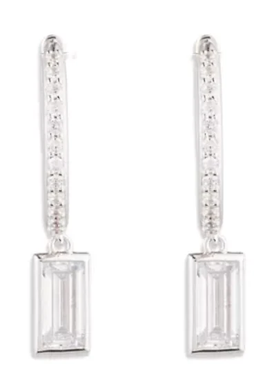 Drop CZ Hoop Earrings