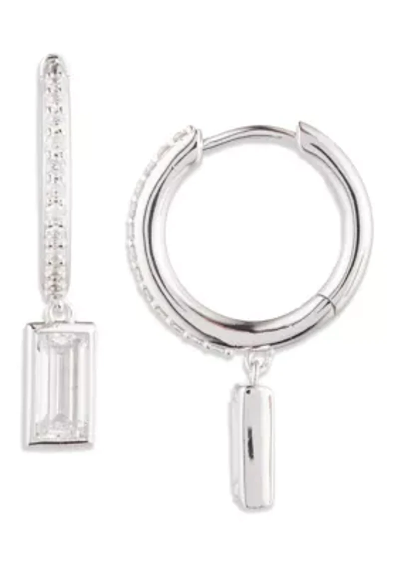Drop CZ Hoop Earrings