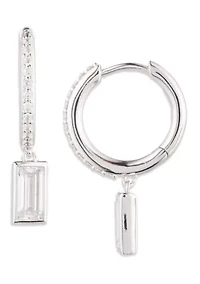 Drop CZ Hoop Earrings