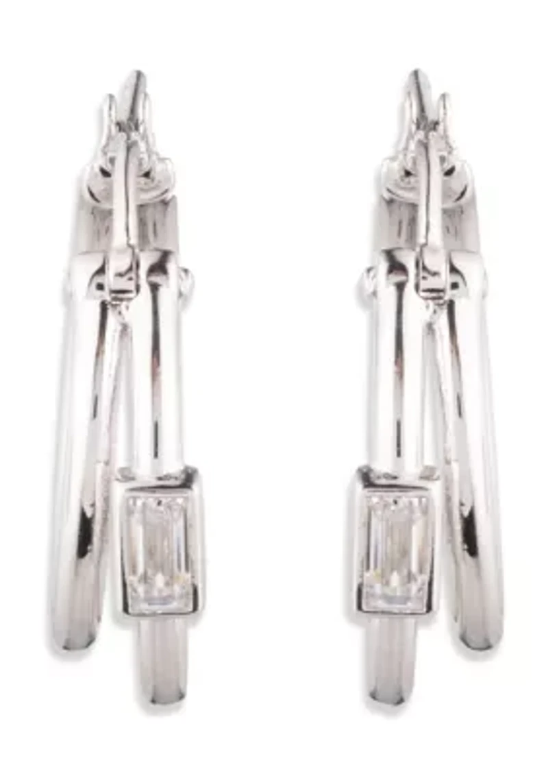 Split Hoop CZ Earrings