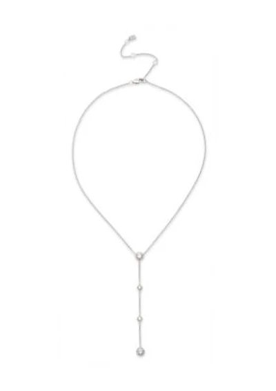 Rhodium Plated Sterling Silver Y Necklace