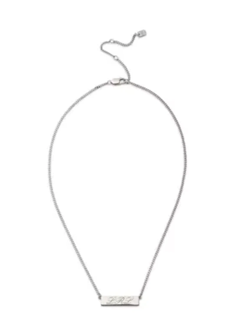 Rhodium Plated Sterling Silver Script Logo Pendant Necklace