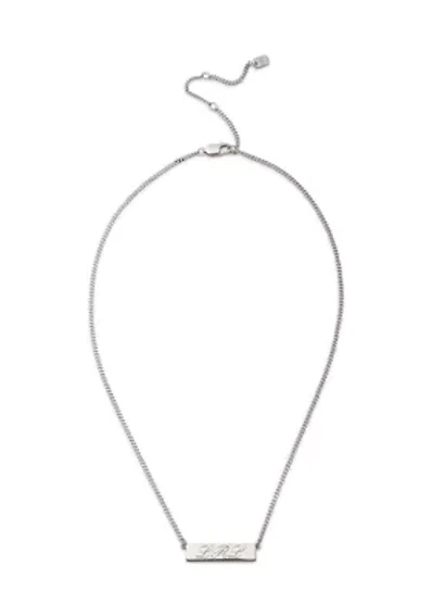 Rhodium Plated Sterling Silver Script Logo Pendant Necklace