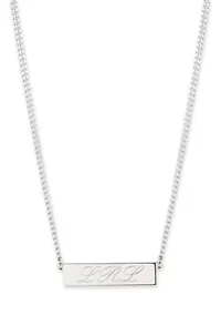 Rhodium Plated Sterling Silver Script Logo Pendant Necklace