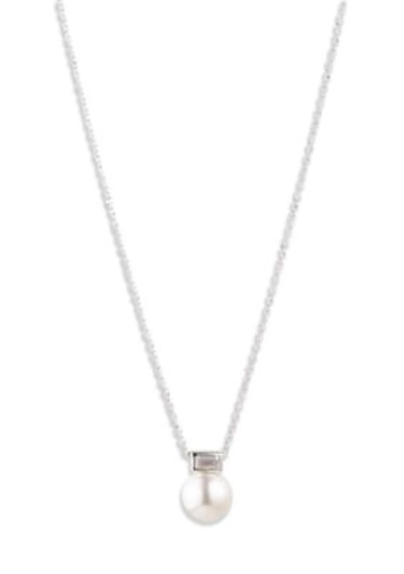 White Pearl Cubic Zirconia Pendant Necklace