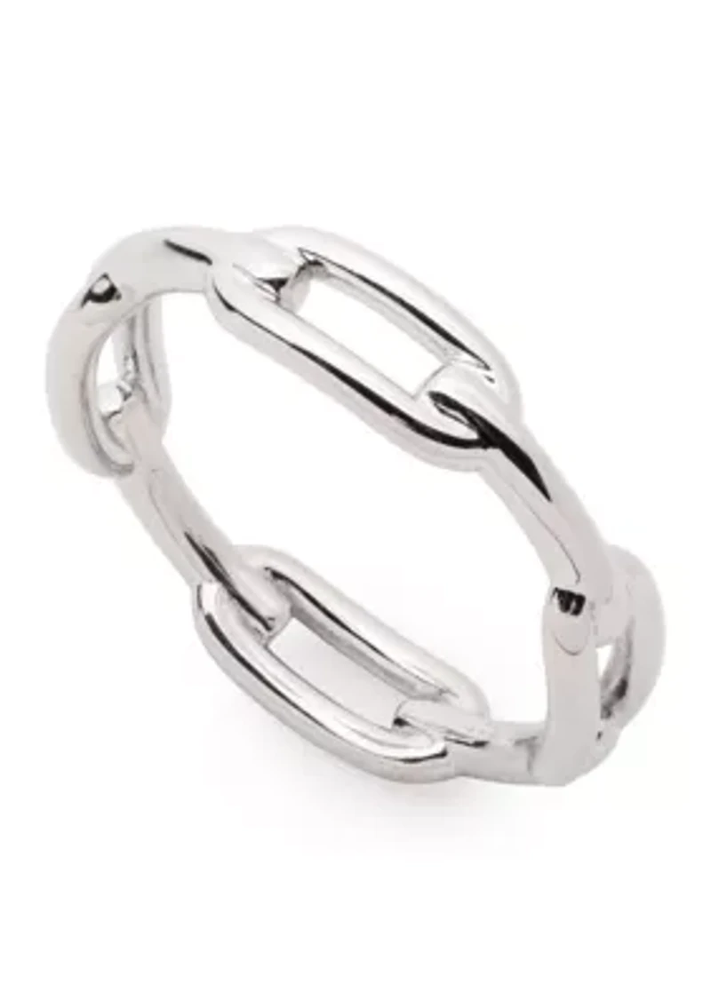 Rhodium Plated Sterling Silver Link Ring