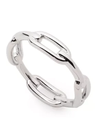 Rhodium Plated Sterling Silver Link Ring