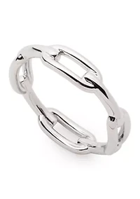 Rhodium Plated Sterling Silver Link Ring