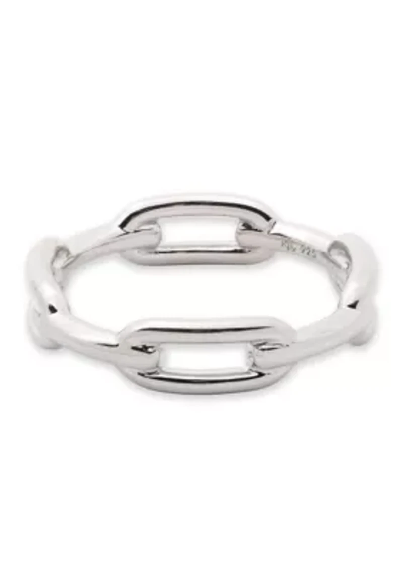 Rhodium Plated Sterling Silver Link Ring