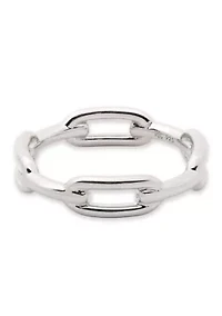 Rhodium Plated Sterling Silver Link Ring