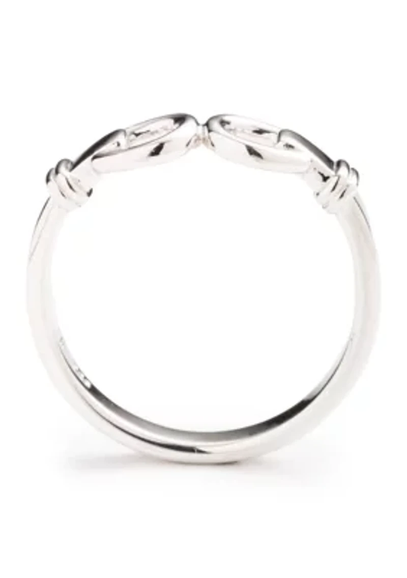  Horsebit Rhodium Ring