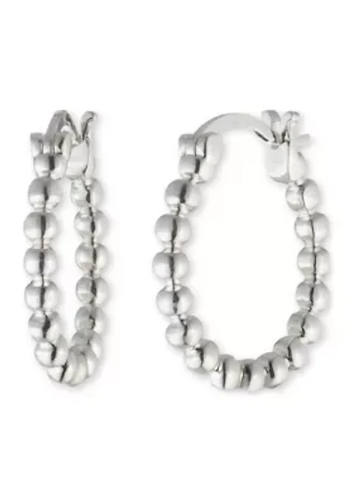 Sterling Silver Bead Hoop Earrings