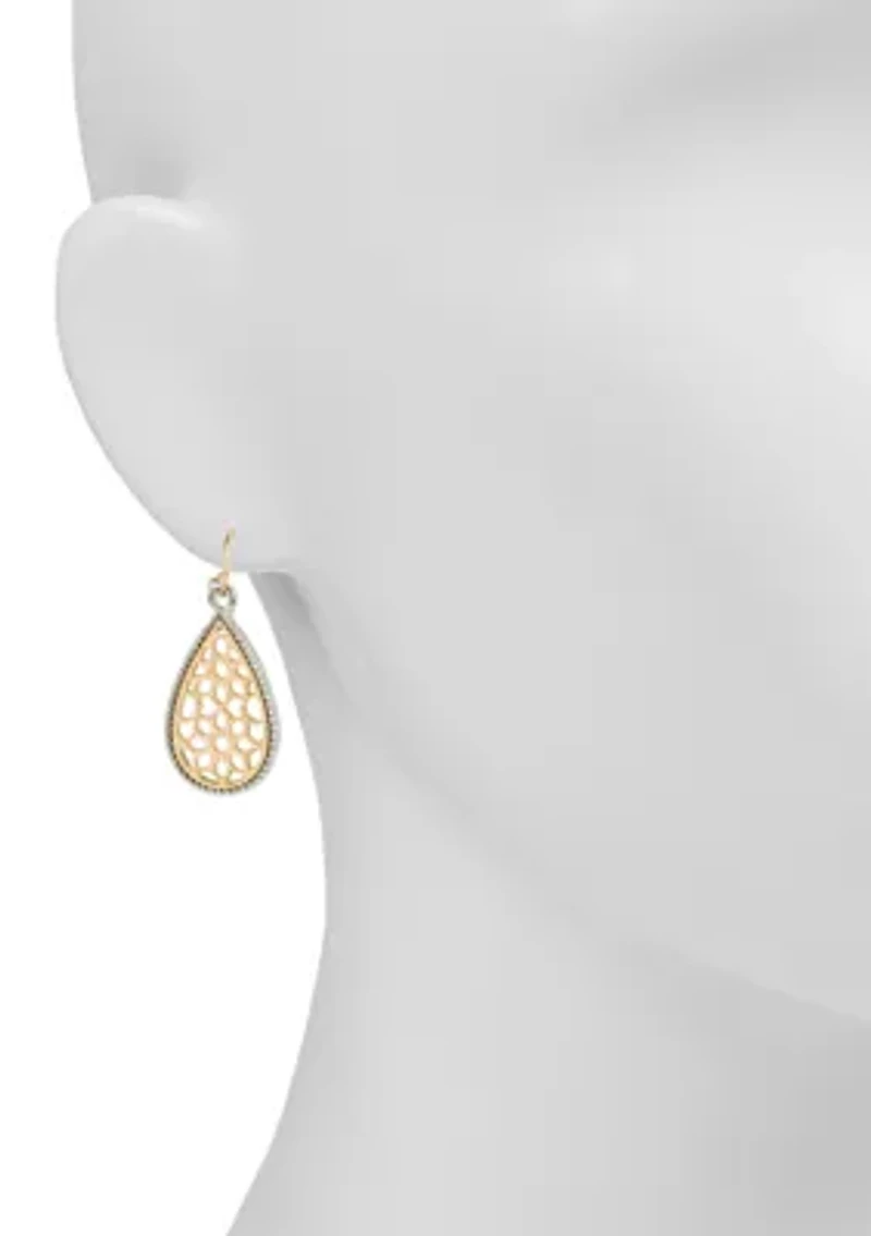 Matte Gold Venetian Lace Drop Earrings