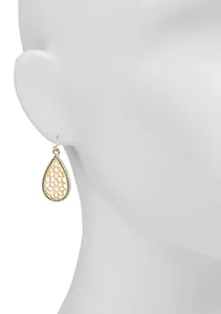 Matte Gold Venetian Lace Drop Earrings