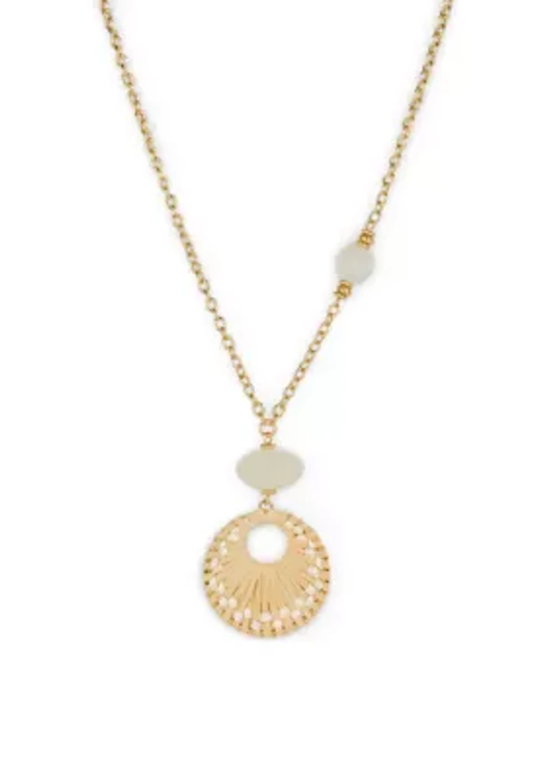 Raffia Wrapped Ring Pendant Necklace