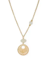 Raffia Wrapped Ring Pendant Necklace
