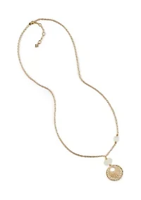 Raffia Wrapped Ring Pendant Necklace