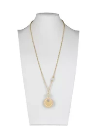 Raffia Wrapped Ring Pendant Necklace
