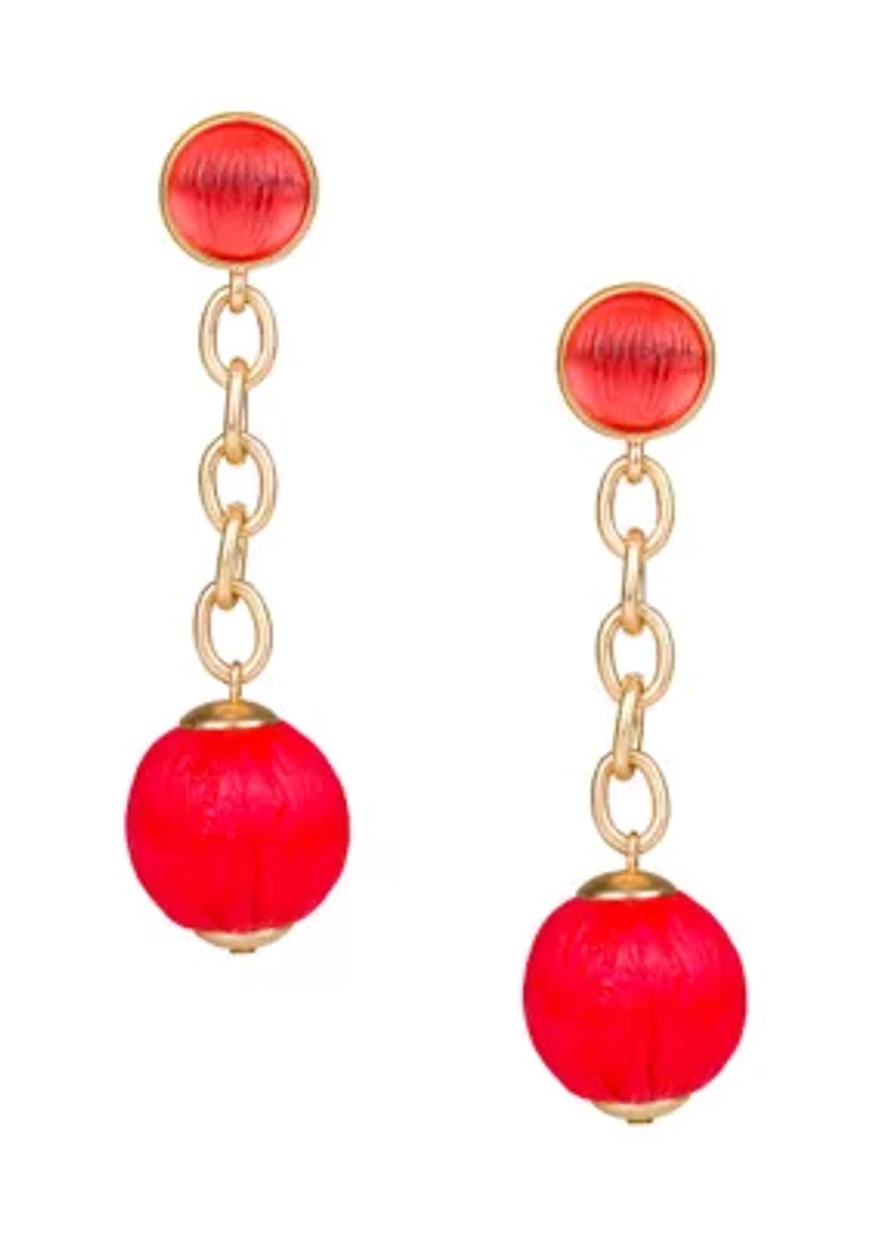 Bead Drop on Chain Linear Earrings