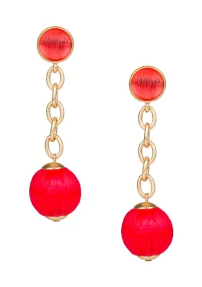 Bead Drop on Chain Linear Earrings