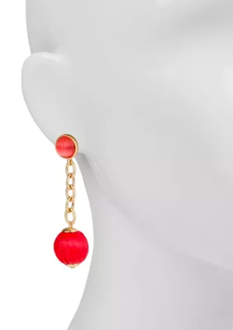 Bead Drop on Chain Linear Earrings