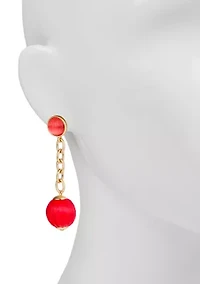 Bead Drop on Chain Linear Earrings