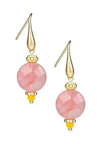 Pink Round Bead Drop Earrings