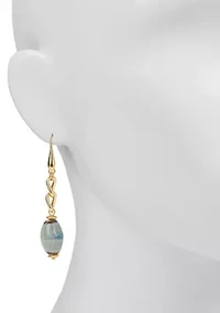 Teal Bead Chain Drop Linear Earrings