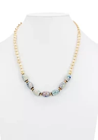 Teal and White Short Necklace