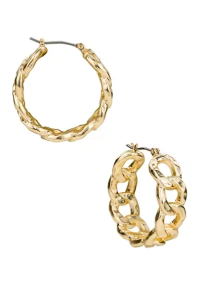 Hammered Link Hoop Earrings
