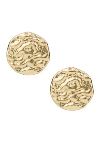 Round Button Stud Earrings