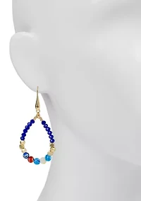 Matte Gold Blue Teardrop Earrings