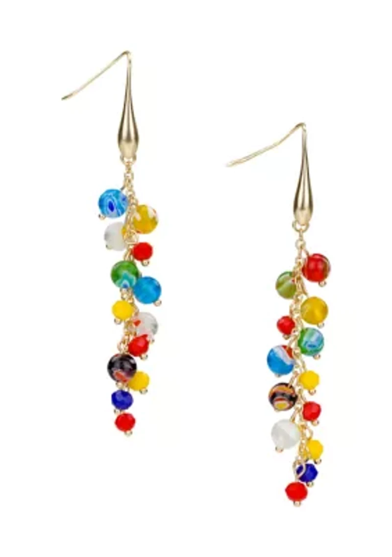 Matte Gold Multi Bead Drop Earrings
