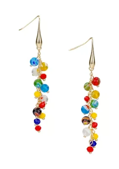 Matte Gold Multi Bead Drop Earrings