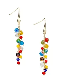 Matte Gold Multi Bead Drop Earrings