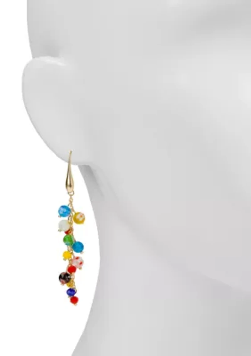 Matte Gold Multi Bead Drop Earrings
