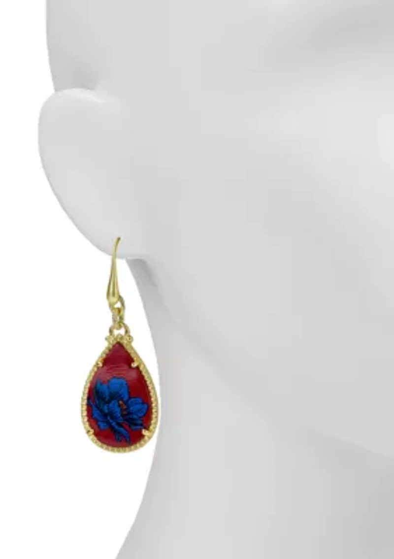 Egyptian Gold Tone Teardrop Earrings