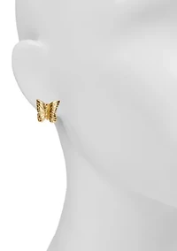 Matte Gold Tone Butterfly Stud Earrings