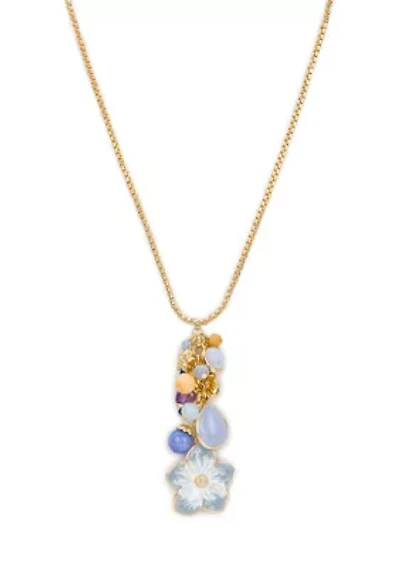 Enamel Flower Multi Charm Necklace