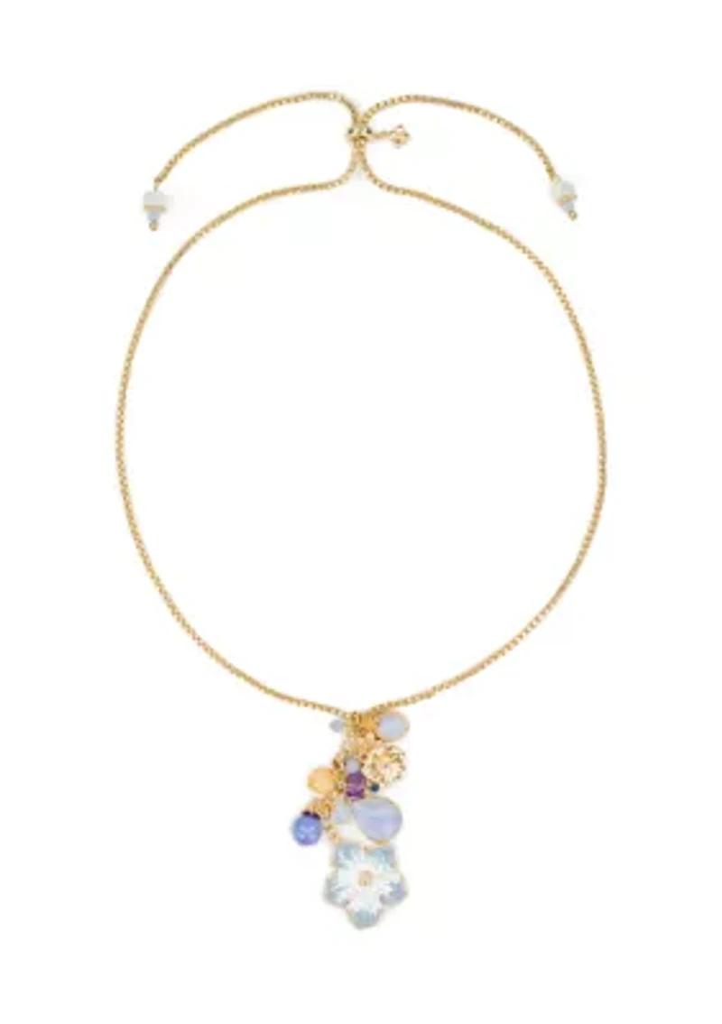 Enamel Flower Multi Charm Necklace