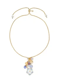 Enamel Flower Multi Charm Necklace
