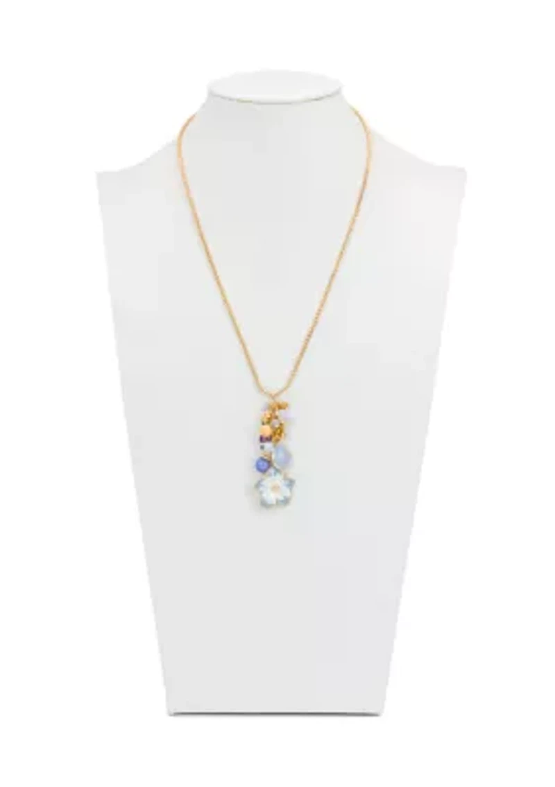 Enamel Flower Multi Charm Necklace